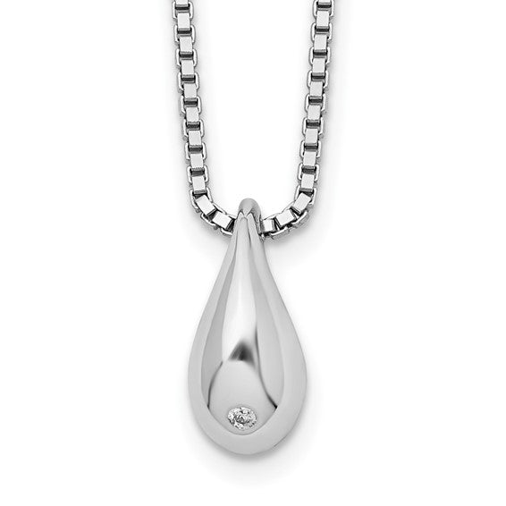 Silver Drop Necklace w/Diamond Accent