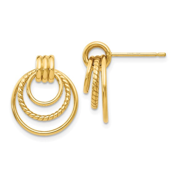 14KY Multi-Layer Textured Hoop Earrings