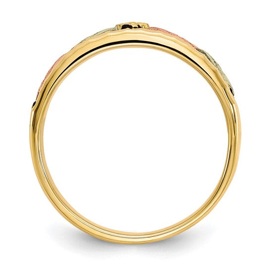 10KY Tri-Color Black Hills Gold Men's Antiqued Ring