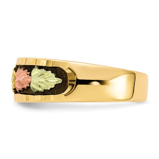 10KY Tri-Color Black Hills Gold Men's Antiqued Ring