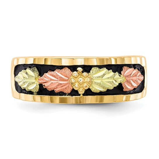 10KY Tri-Color Black Hills Gold Men's Antiqued Ring