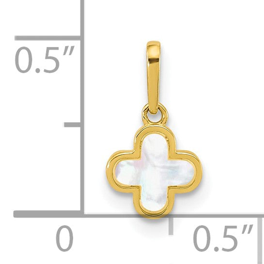 10KY Mother of Pearl Clover Pendant