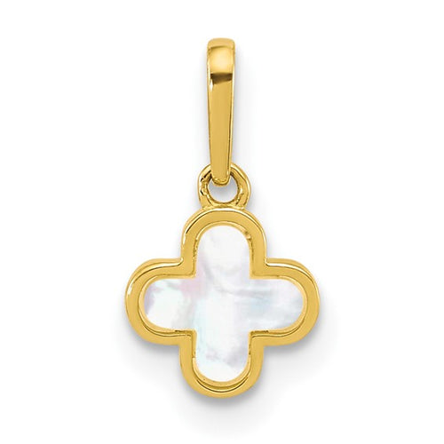 10KY Mother of Pearl Clover Pendant