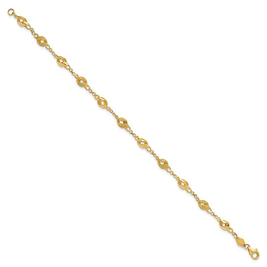 10KY Textured Spiral Link Bracelet