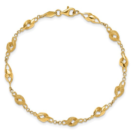 10KY Textured Spiral Link Bracelet