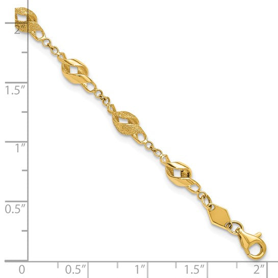 10KY Textured Spiral Link Bracelet