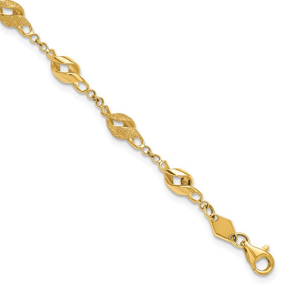 10KY Textured Spiral Link Bracelet