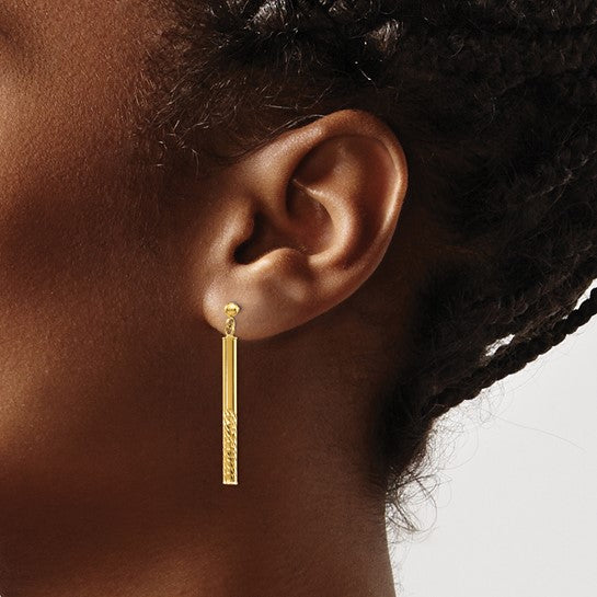 Dangle Polished & Diamond Cut Earrings