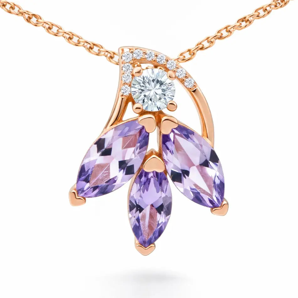 Rose Gold-Plated Sterling Silver Amethyst Pendant