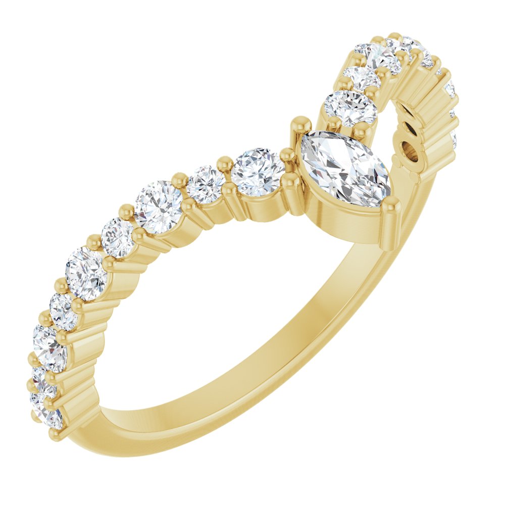 Chevron "V" Marquise Diamond Wedding Band
