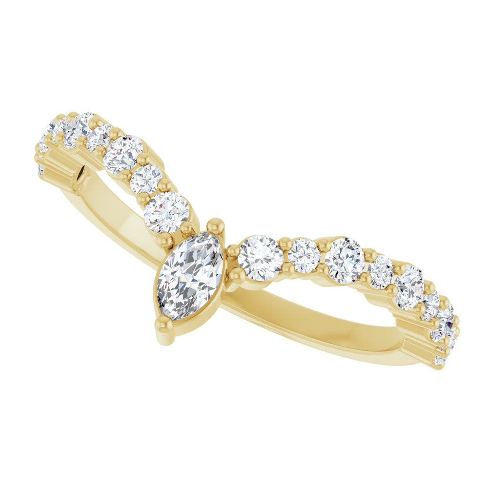 Chevron "V" Marquise Diamond Wedding Band