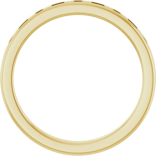 14K Yellow Gold Natural Diamond Alternating Band