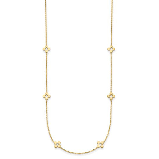 14KY 18" Clover Station Necklace