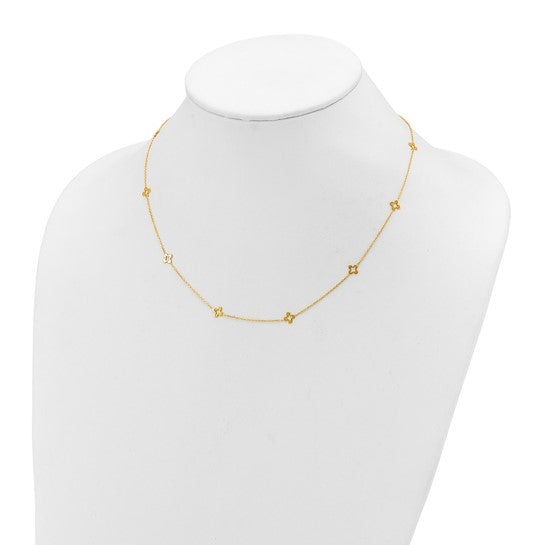 14KY 18" Clover Station Necklace