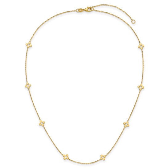14KY 18" Clover Station Necklace