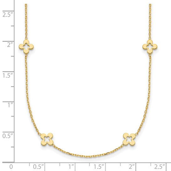 14KY 18" Clover Station Necklace