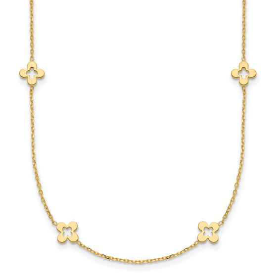 14KY 18" Clover Station Necklace