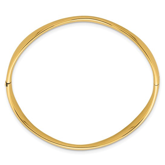 14K Yellow Gold Italian Wavy Hinge Bangle