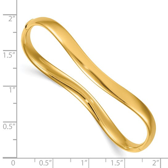14K Yellow Gold Italian Wavy Hinge Bangle