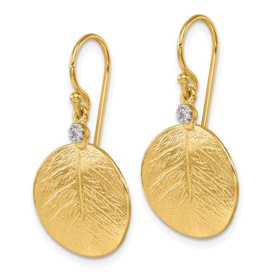 14KY Leaf Dangle Earrings