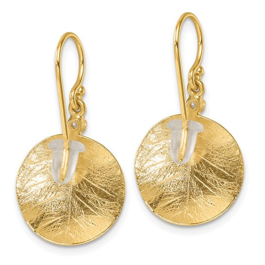 14KY Leaf Dangle Earrings