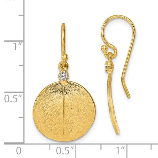 14KY Leaf Dangle Earrings