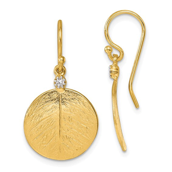 14KY Leaf Dangle Earrings