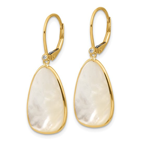 14KY Mother of Pearl & Diamond Earrings