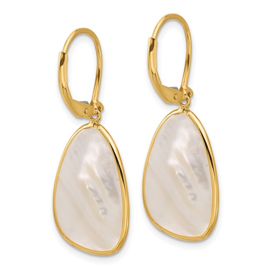14KY Mother of Pearl & Diamond Earrings