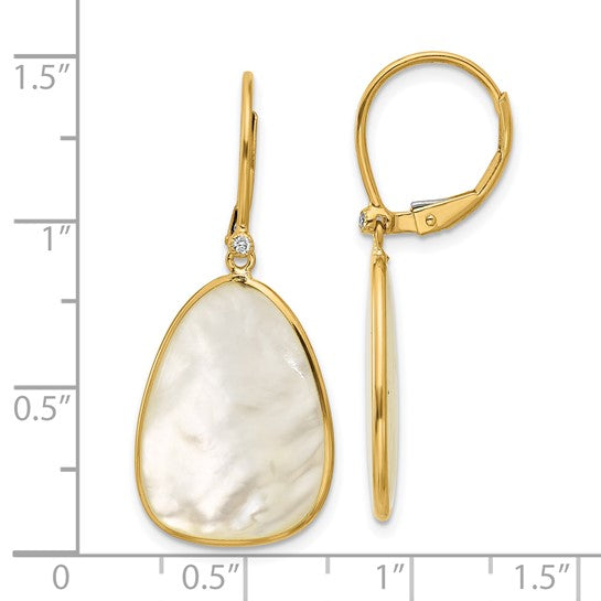 14KY Mother of Pearl & Diamond Earrings