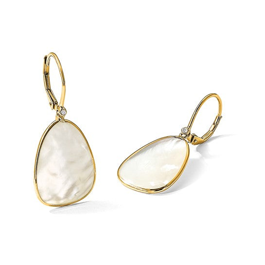 14KY Mother of Pearl & Diamond Earrings