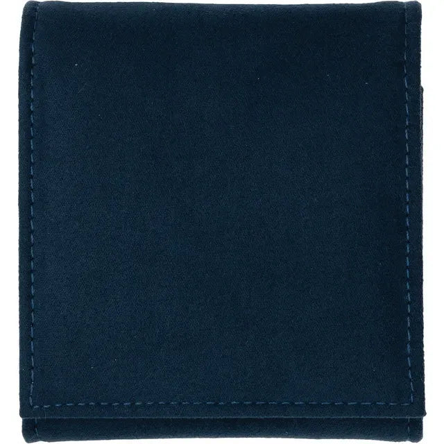 Navy Suede Travel Case with Snap Closure for Fine Jewelry