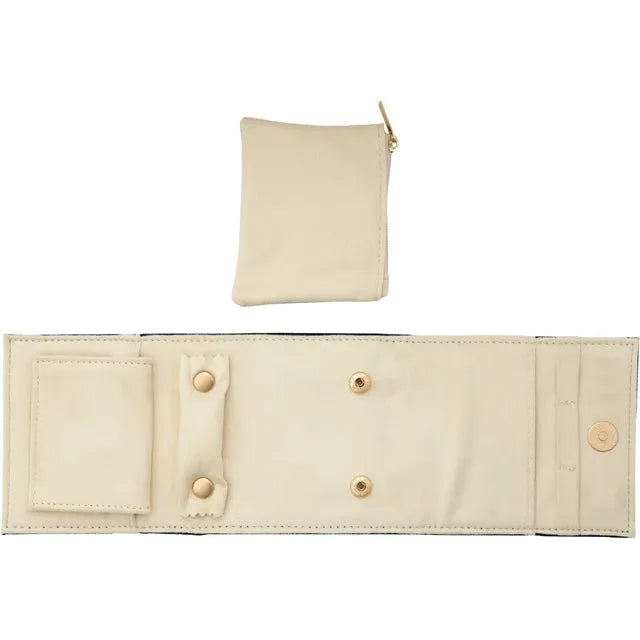 Navy Suede Travel Case with Snap Closure for Fine Jewelry