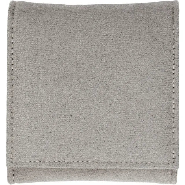 Gray Suede Travel Case with Snap Closure for Fine Jewelry