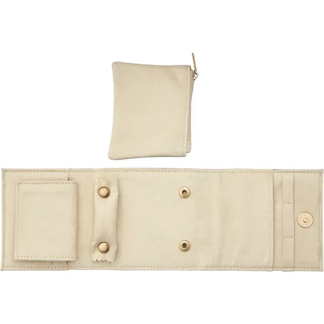 Gray Suede Travel Case with Snap Closure for Fine Jewelry