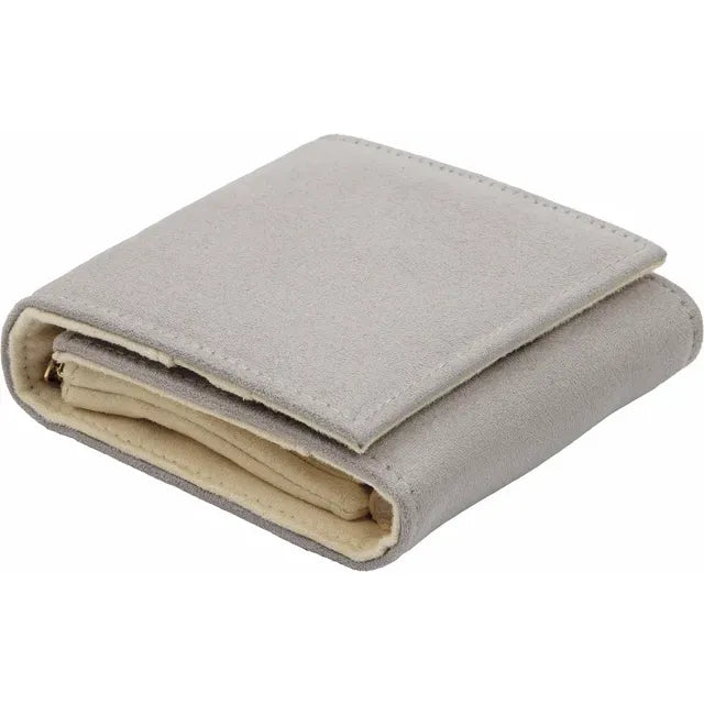 Gray Suede Travel Case with Snap Closure for Fine Jewelry