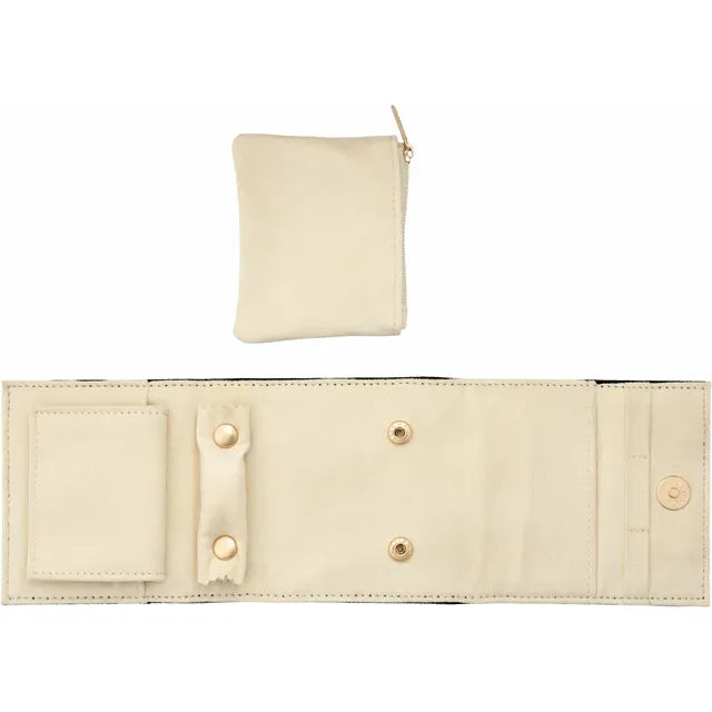 Black Suede Travel Case with Snap Closure for Fine Jewelry