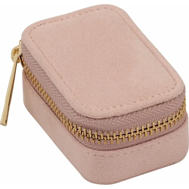 Pink Suede Keychain Travel Case for Fine Jewelry