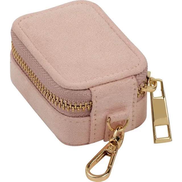 Pink Suede Keychain Travel Case for Fine Jewelry