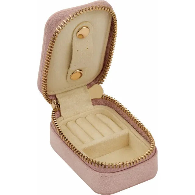 Pink Suede Keychain Travel Case for Fine Jewelry
