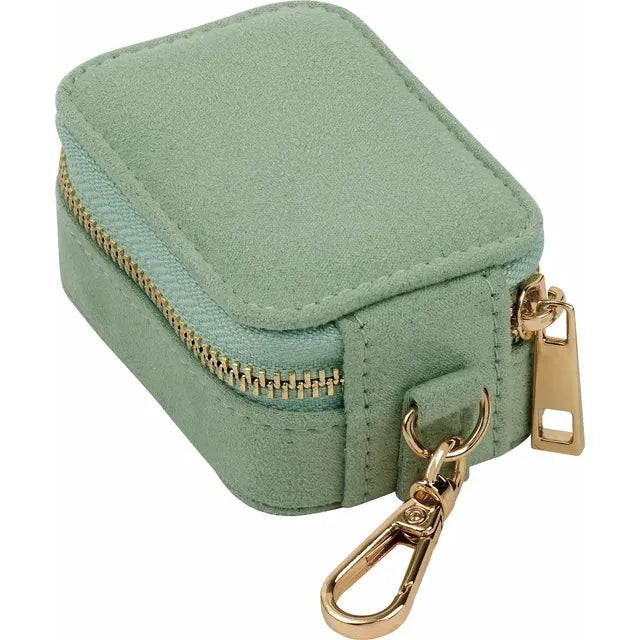 Sage Suede Keychain Travel Case for Fine Jewelry