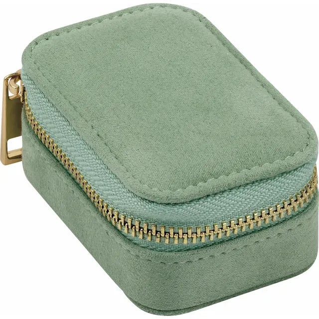 Sage Suede Keychain Travel Case for Fine Jewelry