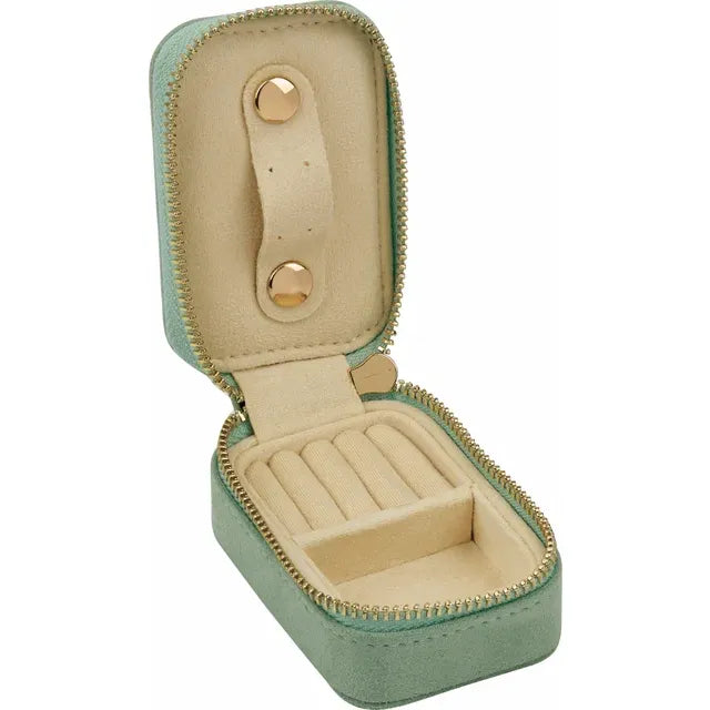 Sage Suede Keychain Travel Case for Fine Jewelry