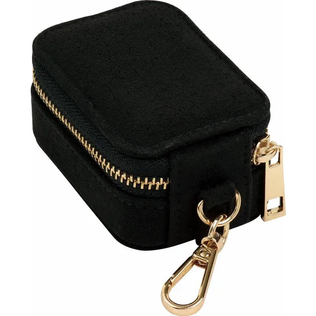 Black Suede Keychain Travel Case for Fine Jewelry