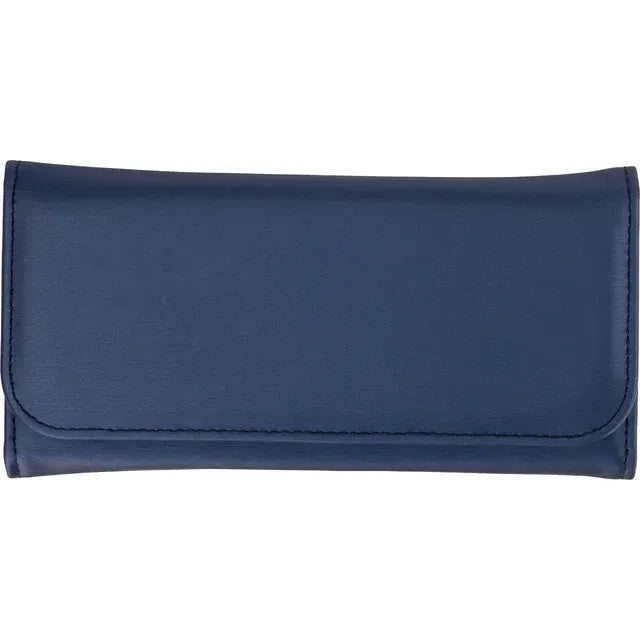 Navy Brushed Leatherette Snap Closure Travel Case