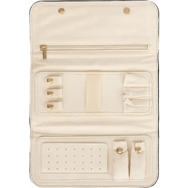 Black Brushed Leatherette Snap Closure Travel Case
