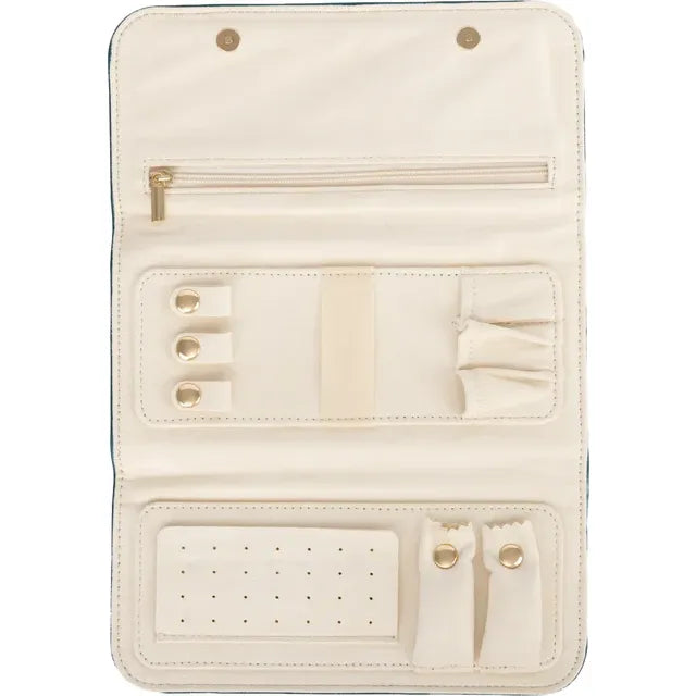 Green Brushed Leatherette Snap Closure Travel Case