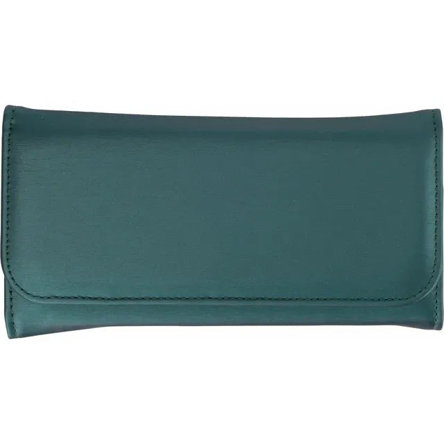 Green Brushed Leatherette Snap Closure Travel Case