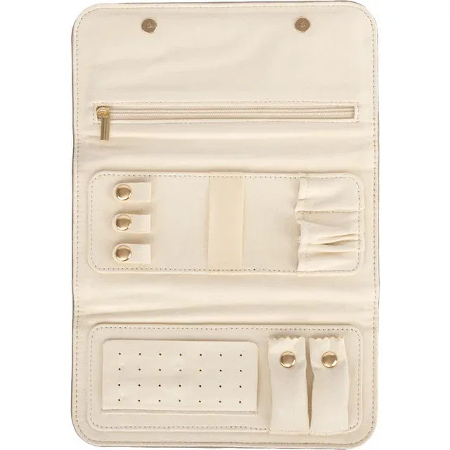 Gold Brushed Leatherette Snap Closure Travel Case