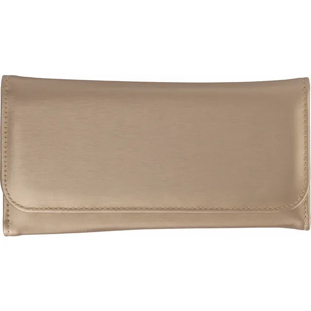 Gold Brushed Leatherette Snap Closure Travel Case
